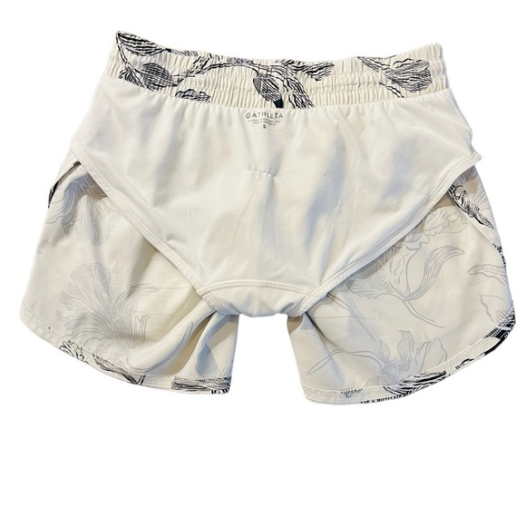 ATHLETA WOMEN’S WHITE & BLACK TROPICAL PATTERN ATHLETIC SHORTS SIZE SMALL - Picture 12 of 15